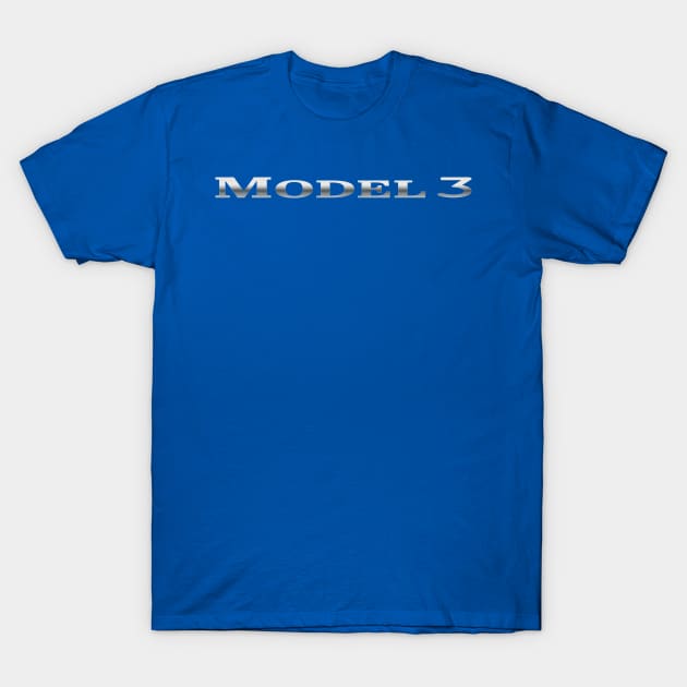 Model 3 | Tesla Cars | Model 3 Badge T-Shirt by stuartjsharples